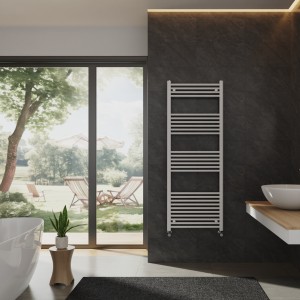 Bergen 1600 x 600mm Straight White Heated Towel Rail