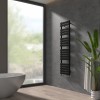 Juva 1800 x 450mm Black Flat Panel Heated Towel Rail