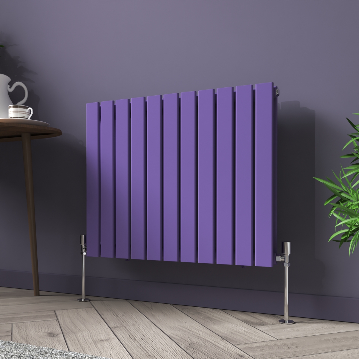 Karlstad 600 x 750mm Elegant Purple Double Horizontal Flat Panel Designer Radiator