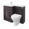 Calm Grey Left Hand Combination Vanity Unit Basin L Shape with Back to Wall Fresh Curved Toilet & Soft Close Seat & Concealed Cistern - 1100mm
