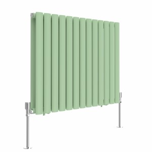 Norden 600 x 768mm Pastel Green Double Oval Column Horizontal Designer Radiator