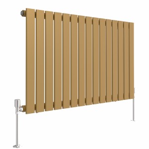 Karlstad 600 x 1022mm Metallic Gold Single Flat Panel Horizontal Designer Radiator