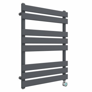 Juva 800 x 600mm Sand Grey Flat Panel Thermostatic Touch Control Electric Heated Towel Rail