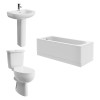 Splash Bathroom Suite with Close Coupled Toilet and Essential Single Ended Bath 1700 x 700mm - Front & End Bath Panel Included