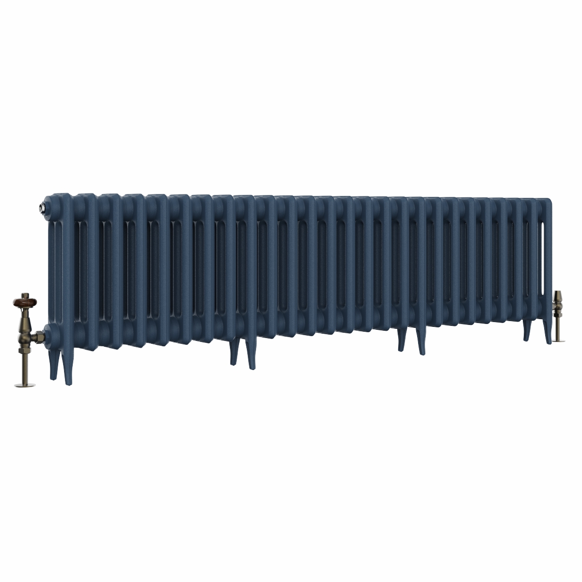 Classic  450 x 1646mm Farrow & Ball Hague Blue Triple Column Cast Iron Radiator - 26 Sections