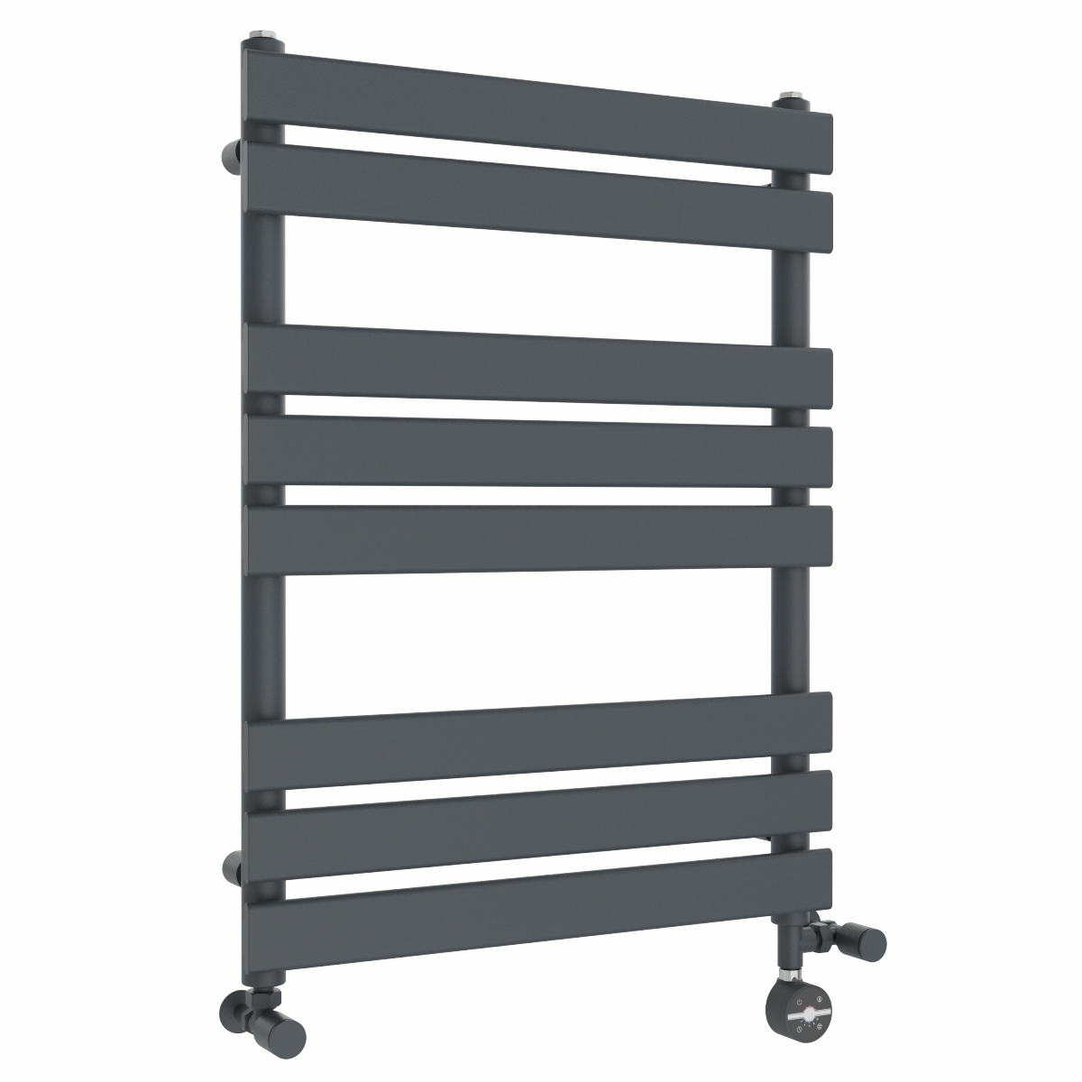 Juva 800 x 600mm Dual Fuel Sand Grey Flat Panel Thermostatic Touch Control Electric Heated Towel Rail
