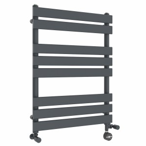 Juva 800 x 600mm Dual Fuel Sand Grey Flat Panel Thermostatic Touch Control Electric Heated Towel Rail