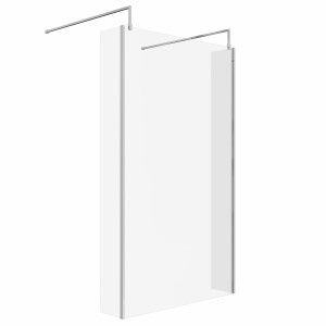Wasdale 1200mm Chrome Walk Through Wet Room Screen with 215mm Hinged Return Screens & L- Shape Support Arms