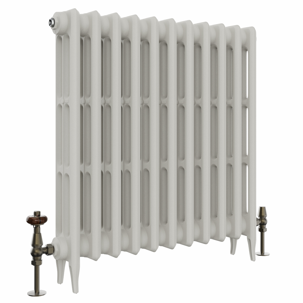 Classic  745 x 716mm  Porcelain White Triple Column Cast Iron Radiator - 11 Sections