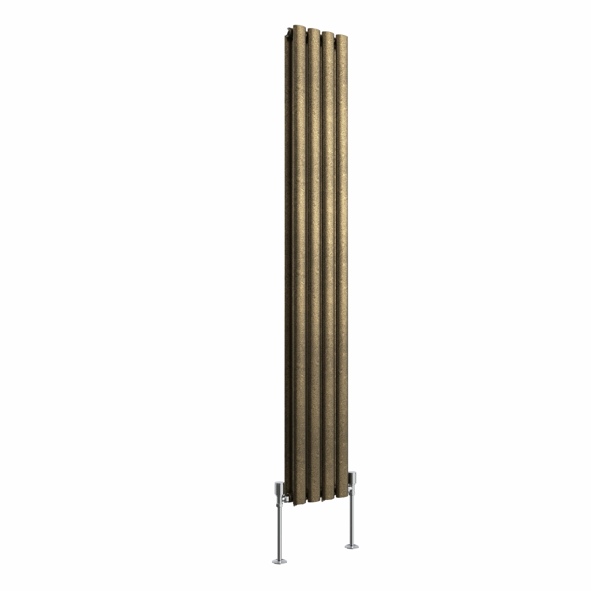 Norden 1600 x 237mm Black Gold Double Vertical Oval Column Designer Radiator