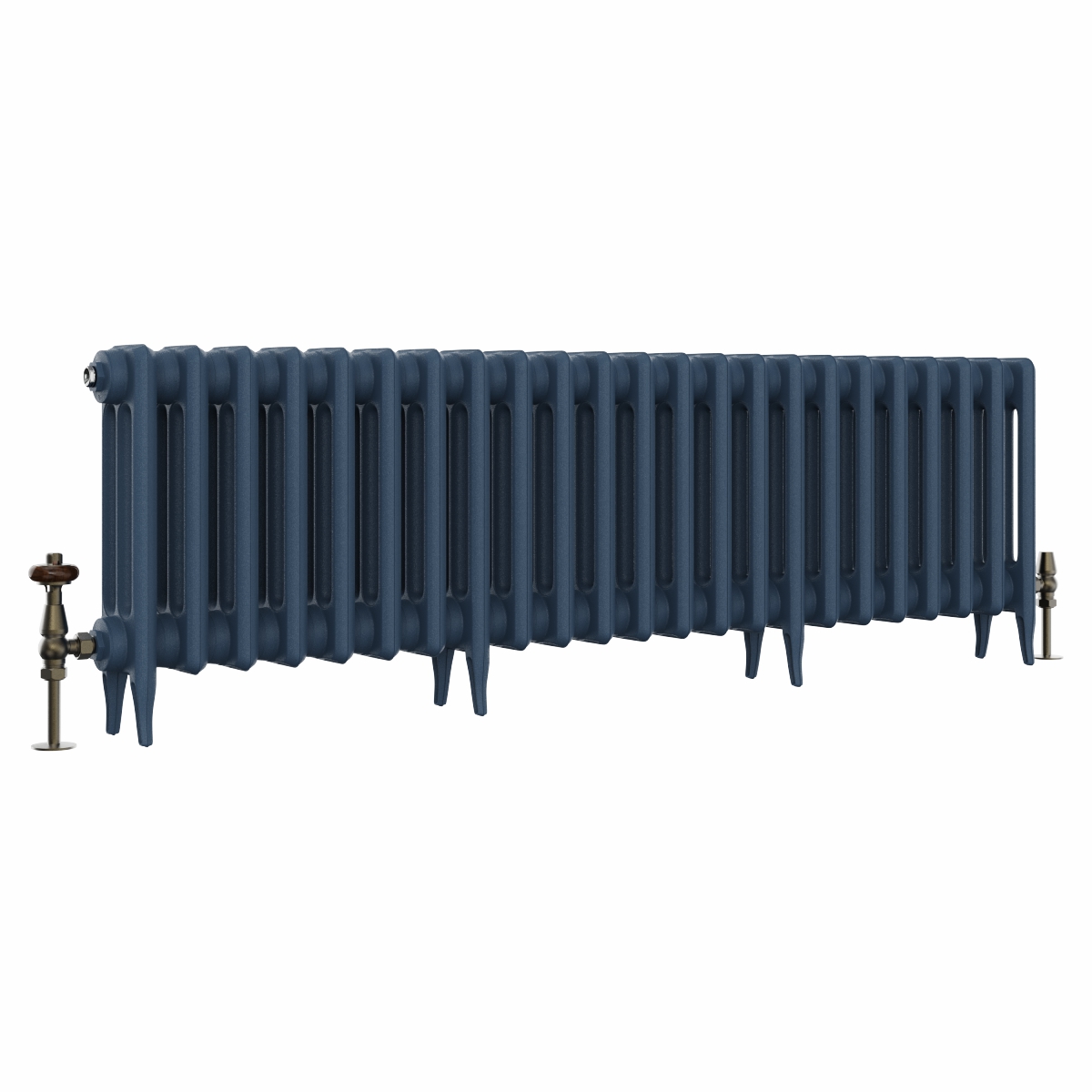 Classic  450 x 1460mm Farrow & Ball Hague Blue Triple Column Cast Iron Radiator - 23 Sections