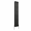 Bern 1800 x 380mm Black Silver Triple Vertical Column Radiator