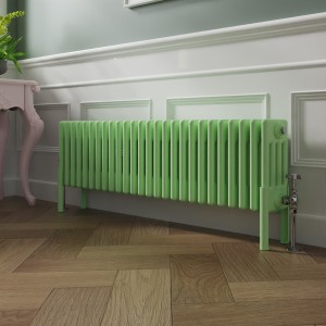 Bern 300 x 1190mm Traditional Pastel Green Horizontal Four Column Radiator