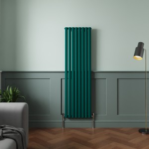 Norden 1600 x 473mm Blue Green Single Oval Column Vertical Designer Radiator