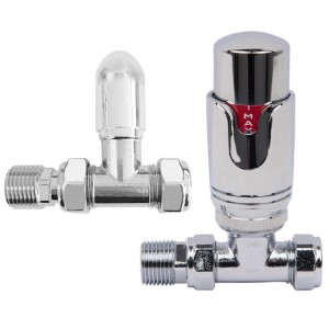 Designer Radiator 15mm Thermostatic Manual Chrome Straight Valve Pack