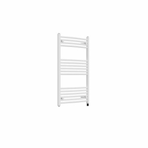 Fjord 1000 x 600mm Curved White Prefilled Electric Heated Towel Rail