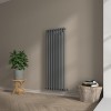 Voss 1600 x 545mm Anthracite Single Vertical Round Tube Designer Radiator