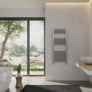 Bergen 1200 x 500mm Straight Chrome Heated Towel Rail