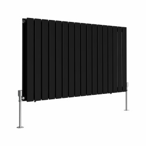 Karlstad 600 x 1158mm Black Double Horizontal Flat Panel Designer Radiator