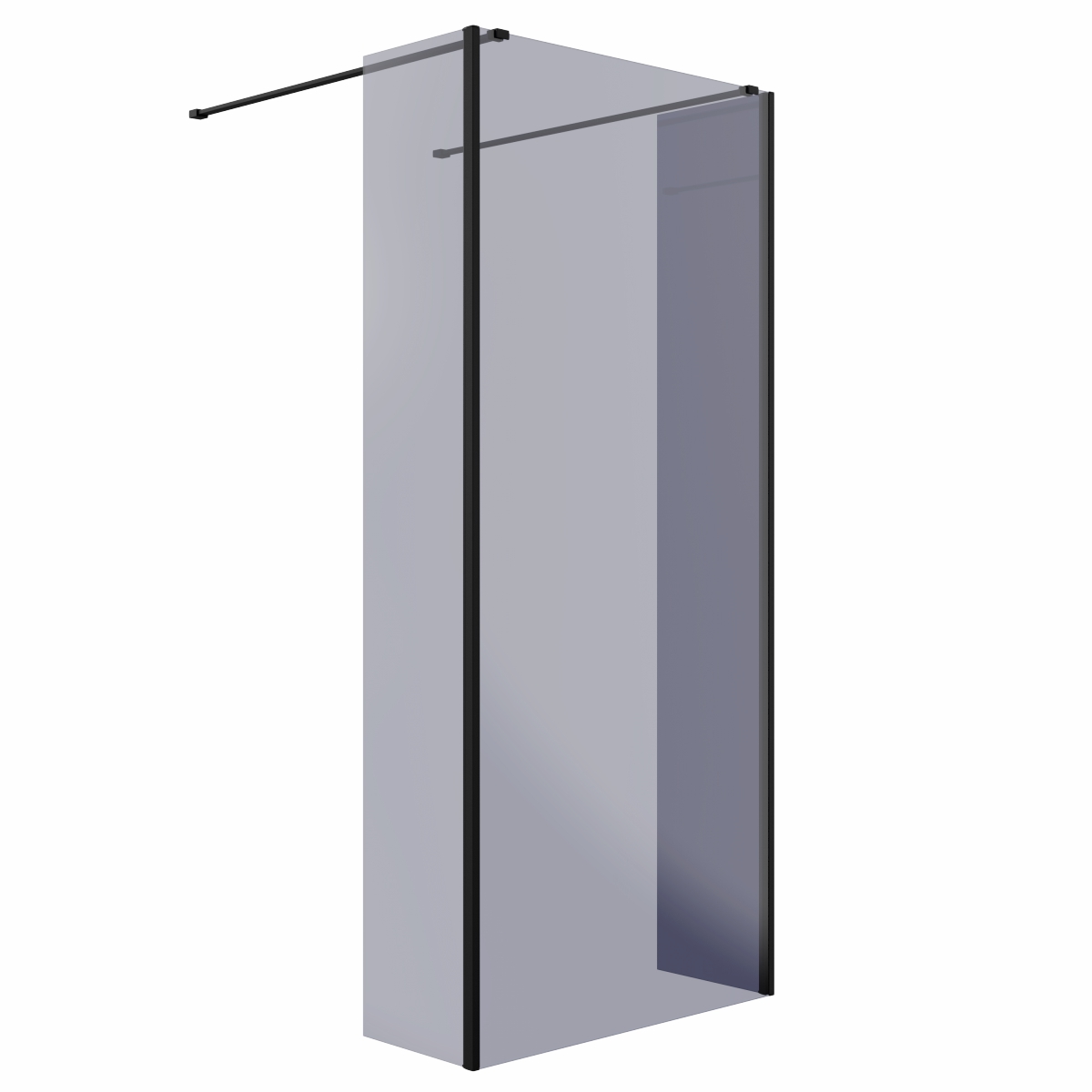 Wasdale 900mm Black Smoked Walk Through Wet Room Screen with 300mm Hinged Return Screens