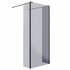 Wasdale 900mm Black Smoked Walk Through Wet Room Screen with 300mm Hinged Return Screen