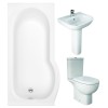 RAK Tonique Close Coupled Open Back Modern Bathroom Suite with P-Shape Shower Bath - Choice of Size and Panel