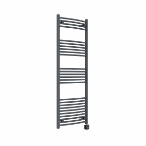 Fjord 1600 x 600mm Curved Anthracite Thermostatic Wifi Control Electric Heated Towel Rail