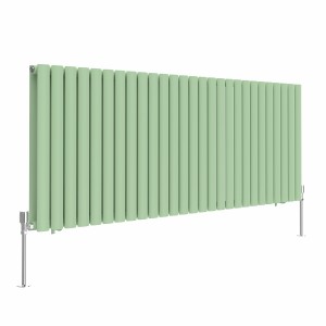 Norden 600 x 1594mm Pastel Green Double Oval Column Horizontal Designer Radiator