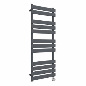 Juva 1200 x 500mm Sand Grey Flat Panel Thermostatic Touch Control Electric Heated Towel Rail