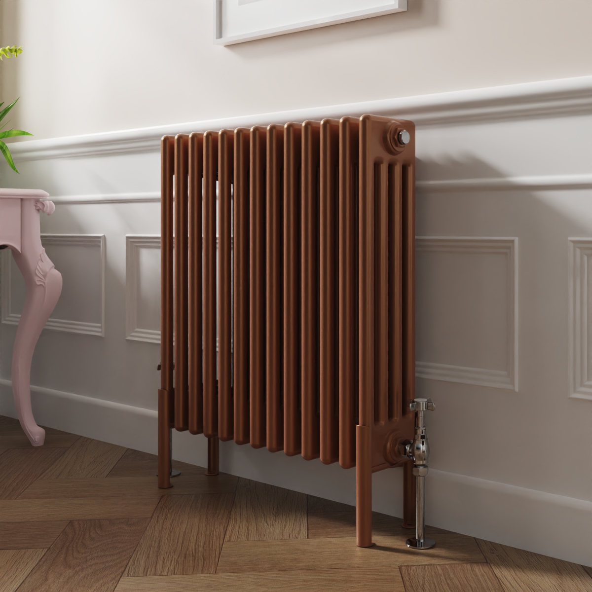 Bern 600 x 605mm Traditional Metallic Bronze Horizontal Four Column Radiator