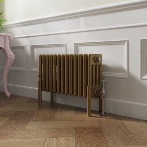 Bern 300 x 605mm Traditional Metallic Gold Horizontal Four Column Radiator