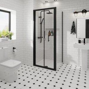Ennerdale 700mm Bi-Fold Shower Door with 1000mm Side Panel - Black