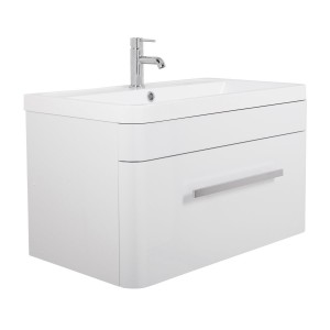 Homely White Wall Hung Vanity Unit with Basin - 800mm