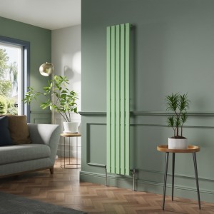 Lulea 1800 x 340mm Pastel Green Single Flat Panel Vertical Designer Radiator