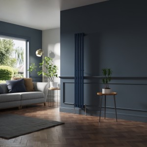 Lulea 1800 x 270mm Sapphire Blue Single Vertical Flat Panel Designer Radiator