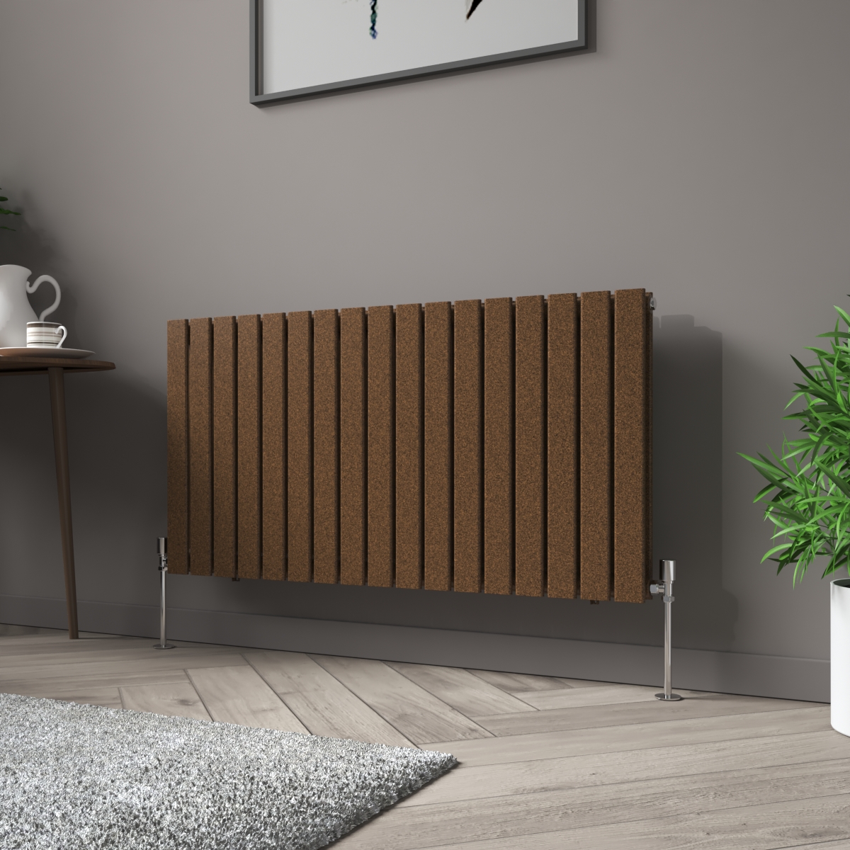 Karlstad 600 x 1158mm Black Copper Double Horizontal Flat Panel Designer Radiator