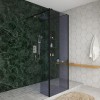 Wasdale 700mm Black Smoked Walk Through Wet Room Screen with 300mm Hinged Return Screens