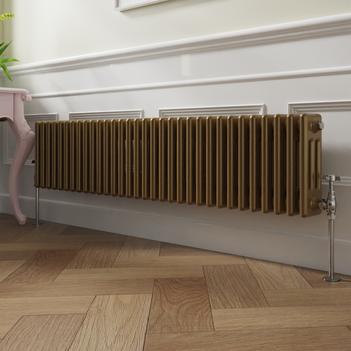 Bern 300 x 1460mm Metallic Gold Triple Horizontal Column Radiator
