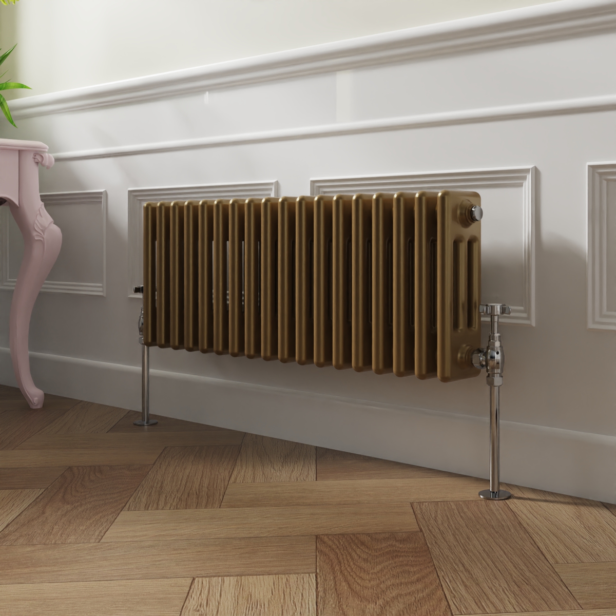 Bern 300 x 830mm Metallic Gold Triple Horizontal Column Radiator