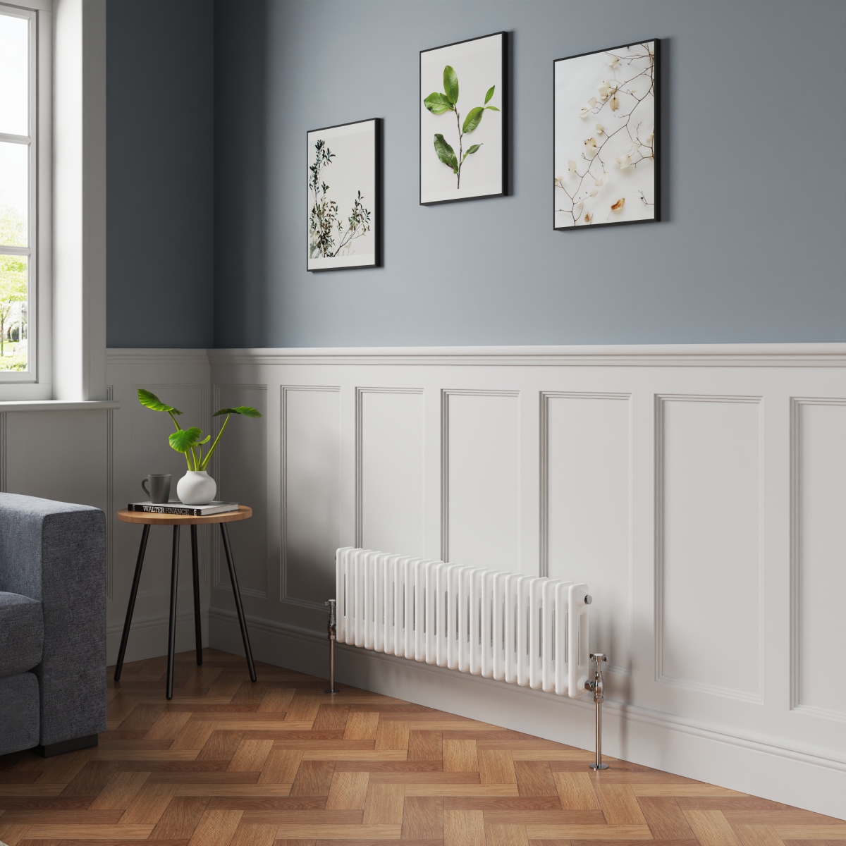 Bern 300 x 1010mm White Double Column Horizontal Traditional Radiator
