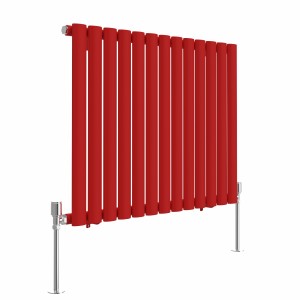 Norden 600 x 768mm Signal Red Single Oval Column Horizontal Designer Radiator
