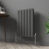 Karlstad 600 x 410mm Black Silver Double Horizontal Flat Panel Designer Radiator