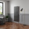 Norden 1600 x 591mm Black Silver Single Vertical Oval Column Designer Radiator