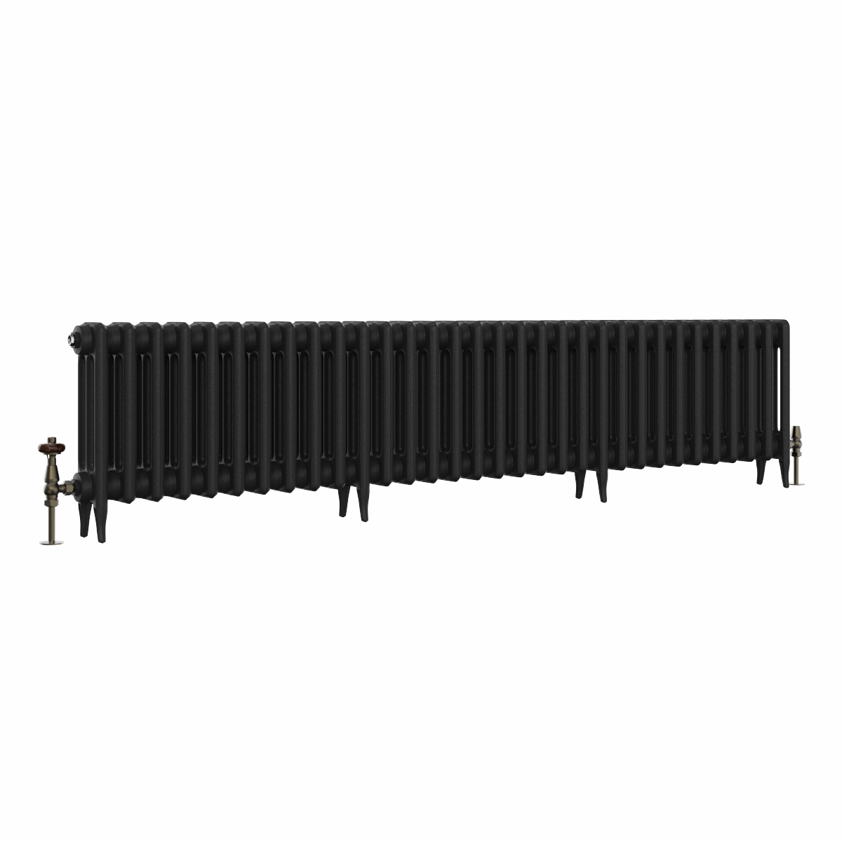 Classic 450 x 2018mm Black Primered Finish Triple Column Cast Iron Radiator - 32 Sections