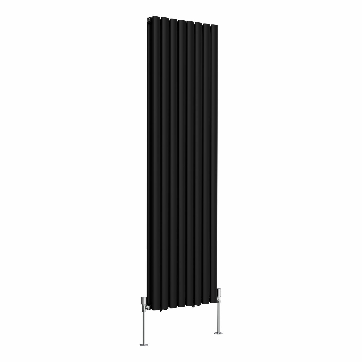 Norden 1600 x 473mm Black Double Vertical Oval Tube Designer Radiator