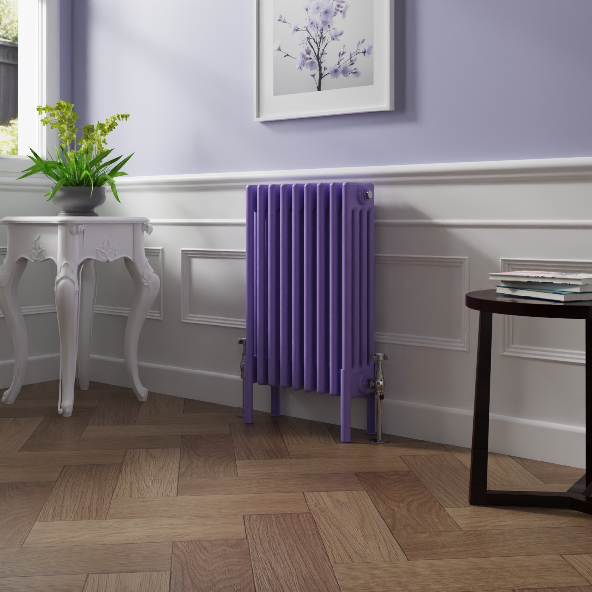 Bern 600 x 425mm Elegant Purple Four Column Horizontal Traditional Radiator