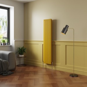 Norden 1600 x 355mm Zinc Yellow Double Vertical Oval Column Designer Radiator