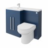Calm Matt Blue Left Hand Combination Vanity Unit Basin L Shape with Back to Wall Calgary Toilet & Soft Close Seat & Concealed Cistern - 1100mm