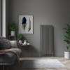 Karlstad 1600 x 682mm Black Silver Single Vertical Flat Panel Designer Radiator