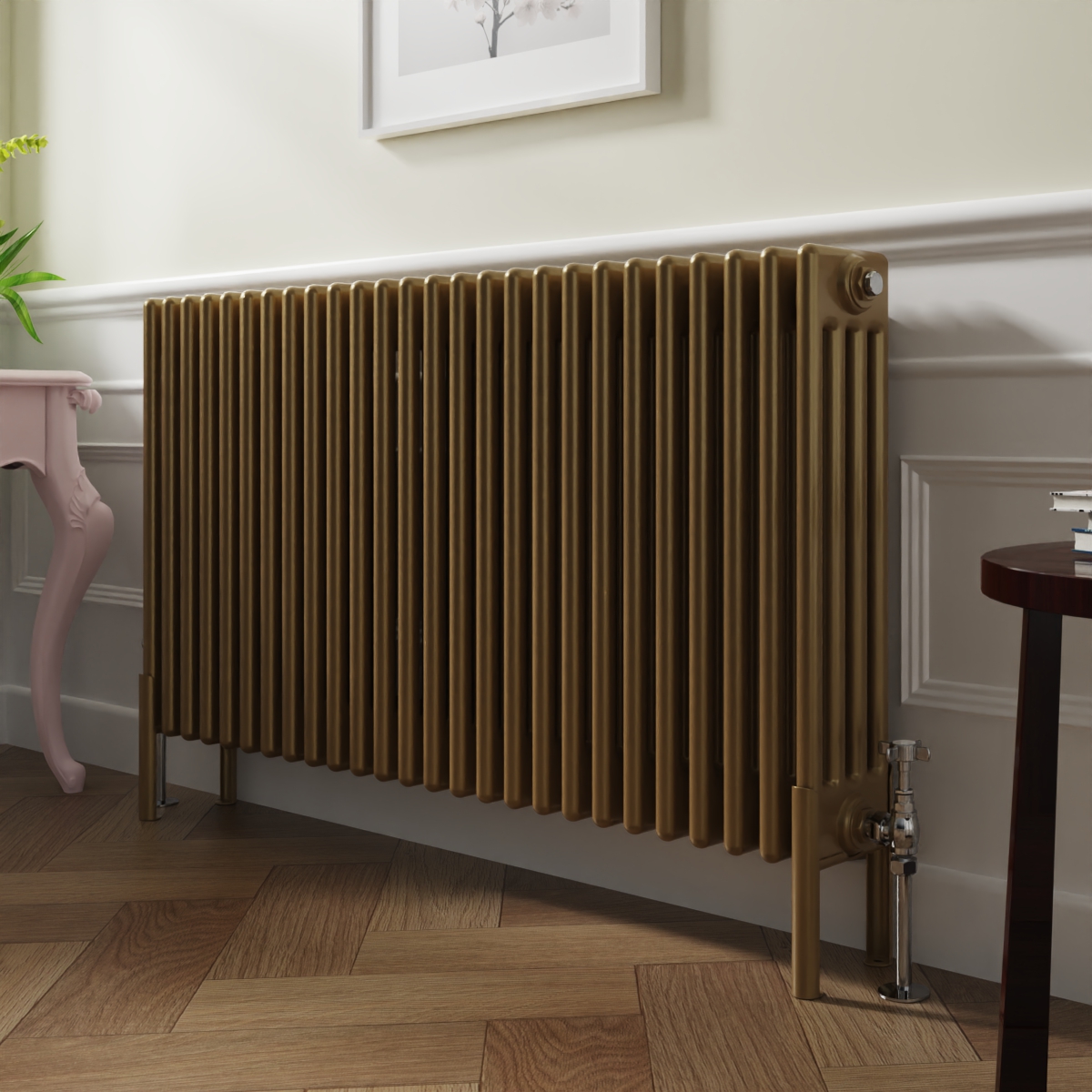 Bern 600 x 1190mm Traditional Metallic Gold Horizontal Four Column Radiator